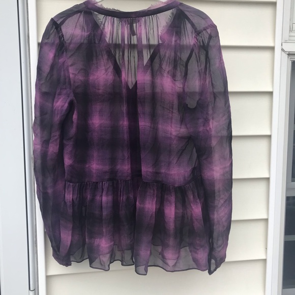 Rebecca Taylor Long Sleeve Shadow Plaid Peplum Top - Picture 7 of 7